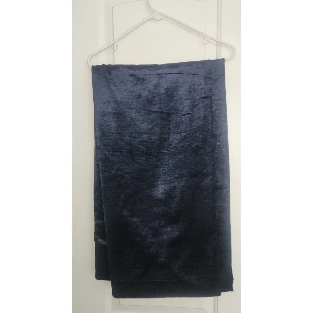 NEW Quince Navy Luster Velvet Room Darkening Curtain Panel  48
